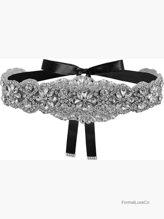 Bridal Rhinestone Braided Wedding Dress Sash Belt Adjustable main image 6